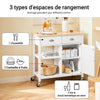 SoBuy FKW62-II-WN Desserte Roulante, Chariot de Cuisine de Service, Armoire Meuble de Rangement Cusine sur roulettes, Multi-Rangement avec 2 Tiroirs et 1 Porte, L 87 x P 48 x H 89 cm