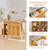SoBuy FKW69-N Desserte de Cuisine à Roulettes Îlot Central avec Plan de Travail Extensible et 2 Tiroirs Chariot Mobile pour Cuisine ou Salle à Manger Meuble de Cuisine avec Rangement 115x(46-71)x92cm