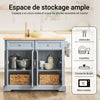 SoBuy FKW71-II-HG Desserte de Cuisine à roulettes, Îlot Central avec Plan de Travail Extensible Chariot Mobile pour Cuisine ou Salle à Manger, Meuble de Cuisine avec Rangement Gris 115x46/71x92 cm