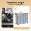 SoBuy FKW71-II-HG Desserte de Cuisine à roulettes, Îlot Central avec Plan de Travail Extensible Chariot Mobile pour Cuisine ou Salle à Manger, Meuble de Cuisine avec Rangement Gris 115x46/71x92 cm