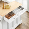 SoBuy FKW71-II-WN Desserte de Cuisine à roulettes, Îlot Central avec Plan de Travail Extensible Chariot Mobile pour Cuisine ou Salle à Manger, Meuble de Cuisine avec Rangement Blanc 115x46/71x92 cm