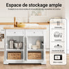 SoBuy FKW71-II-WN Desserte de Cuisine à roulettes, Îlot Central avec Plan de Travail Extensible Chariot Mobile pour Cuisine ou Salle à Manger, Meuble de Cuisine avec Rangement Blanc 115x46/71x92 cm