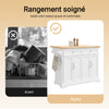 SoBuy FKW71-II-WN Desserte de Cuisine à roulettes, Îlot Central avec Plan de Travail Extensible Chariot Mobile pour Cuisine ou Salle à Manger, Meuble de Cuisine avec Rangement Blanc 115x46/71x92 cm