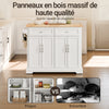SoBuy FKW71-III-WN Desserte de Cuisine à roulettes, Îlot Central avec Plan de Travail Extensible Chariot Mobile pour Cuisine ou Salle à Manger, Meuble de Cuisine avec Rangement Blanc 115x46/71x92 cm