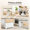 SoBuy FKW71-III-WN Desserte de Cuisine à roulettes, Îlot Central avec Plan de Travail Extensible Chariot Mobile pour Cuisine ou Salle à Manger, Meuble de Cuisine avec Rangement Blanc 115x46/71x92 cm