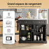 SoBuy FKW71-SCH Desserte de Cuisine à Roulettes – Îlot Central avec Plan de Travail Extensible, 2 Tiroirs et Étagères Réglables – Chariot Mobile pour Cuisine ou Salle à Manger, Noir, 115x92x(46-71)cm