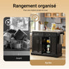 SoBuy FKW71-SCH Desserte de Cuisine à Roulettes – Îlot Central avec Plan de Travail Extensible, 2 Tiroirs et Étagères Réglables – Chariot Mobile pour Cuisine ou Salle à Manger, Noir, 115x92x(46-71)cm