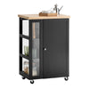 SoBuy FKW75-SCH desserte Cuisine avec roulettes et étagère latérale – Meuble de Cuisine Noir avec Porte Unique – Chariot de Service pour Rangement Cuisine et Plan de Travail Compact, 60x92x45cm