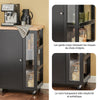 SoBuy FKW75-SCH desserte Cuisine avec roulettes et étagère latérale – Meuble de Cuisine Noir avec Porte Unique – Chariot de Service pour Rangement Cuisine et Plan de Travail Compact, 60x92x45cm