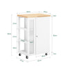 SoBuy FKW75-WN desserte Cuisine avec roulettes et étagère latérale – Meuble de Cuisine Blanc avec Porte Unique – Chariot de Service pour Rangement Cuisine et Plan de Travail Compact, 60x92x45cm