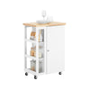 SoBuy FKW75-WN desserte Cuisine avec roulettes et étagère latérale – Meuble de Cuisine Blanc avec Porte Unique – Chariot de Service pour Rangement Cuisine et Plan de Travail Compact, 60x92x45cm