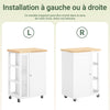 SoBuy FKW75-WN desserte Cuisine avec roulettes et étagère latérale – Meuble de Cuisine Blanc avec Porte Unique – Chariot de Service pour Rangement Cuisine et Plan de Travail Compact, 60x92x45cm