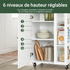SoBuy FKW75-WN desserte Cuisine avec roulettes et étagère latérale – Meuble de Cuisine Blanc avec Porte Unique – Chariot de Service pour Rangement Cuisine et Plan de Travail Compact, 60x92x45cm