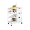 SoBuy FKW79-W Meuble Cuisine Desserte de Cuisine à roulettes, Desserte Rangement avec 3 Tiroirs et 1 Tablette Amovible, Meuble de Rangement Cuisine, L68xP38xH85cm, Blanc