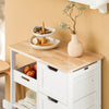 SoBuy FKW79-W Meuble Cuisine Desserte de Cuisine à roulettes, Desserte Rangement avec 3 Tiroirs et 1 Tablette Amovible, Meuble de Rangement Cuisine, L68xP38xH85cm, Blanc