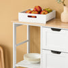 SoBuy FKW79-W Meuble Cuisine Desserte de Cuisine à roulettes, Desserte Rangement avec 3 Tiroirs et 1 Tablette Amovible, Meuble de Rangement Cuisine, L68xP38xH85cm, Blanc