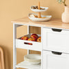 SoBuy FKW79-W Meuble Cuisine Desserte de Cuisine à roulettes, Desserte Rangement avec 3 Tiroirs et 1 Tablette Amovible, Meuble de Rangement Cuisine, L68xP38xH85cm, Blanc
