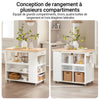 SoBuy FKW97-WN Desserte à roulettes Cuisine avec Plan de Travail 108x60x90 cm - Meuble Cuisine Rangement, Desserte de Cuisine Extérieur, Ilot Central Cuisine, Petit Meuble Bas Multifonction