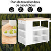 SoBuy FKW97-WN Desserte à roulettes Cuisine avec Plan de Travail 108x60x90 cm - Meuble Cuisine Rangement, Desserte de Cuisine Extérieur, Ilot Central Cuisine, Petit Meuble Bas Multifonction