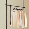 SoBuy FRG109-II-SCH Tringle à Vêtements Télescopique, Portant à Vêtements Robuste, Penderie Ouverte Réglable avec Barres de Suspension pour Chambre, Dressing, Noir