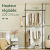 SoBuy FRG109-II-SCH Tringle à Vêtements Télescopique, Portant à Vêtements Robuste, Penderie Ouverte Réglable avec Barres de Suspension pour Chambre, Dressing, Noir