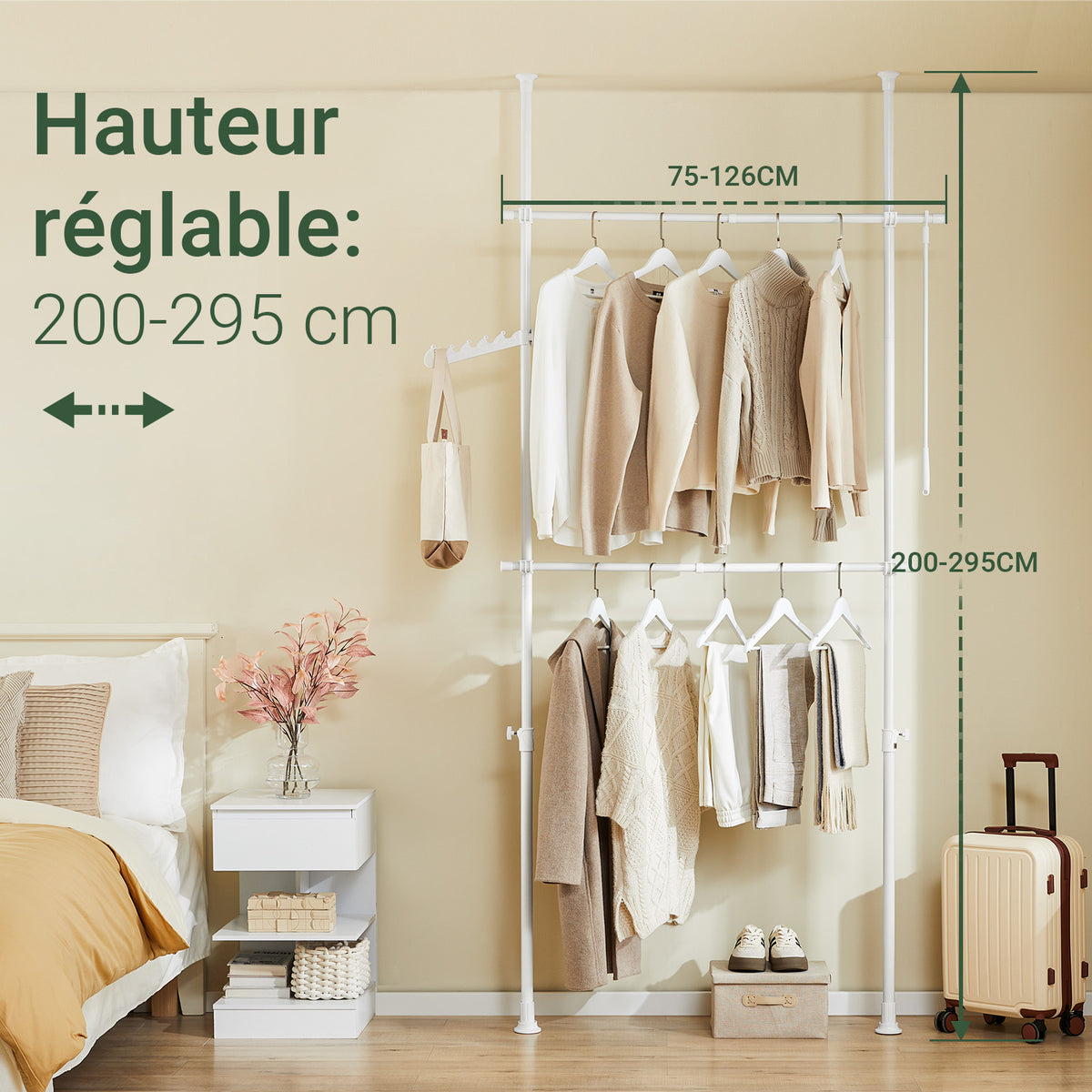 Evotrade Porte-manteau Réglable Pour Placard, Garde-robe, Mécanisme De