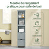 SoBuy FRG126-SG Meuble Colonne Salle de Bain Meuble de Rangement avec 4 Étagères et 2 Tiroirs Modulables Petit Salle de Bain Bois, Anti-Bascule, Gain de Place pour WC et Toilette 30x30x140