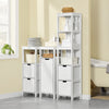 SoBuy FRG126-W Meuble Colonne de Salle de Bain Armoire Toilette Haute avec 4 étagères et 2 tiroirs 30x30x144 cm, Blanc