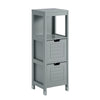 SoBuy FRG127-SG Meuble Salle de Bain Commode – Petit Meuble Rangement avec 2 Paniers – Colonne Compacte pour Toilette en Bois, Armoire de Salle de Bain Moderne, Gris, 30x89x30 cm