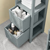 SoBuy FRG127-SG Meuble Salle de Bain Commode – Petit Meuble Rangement avec 2 Paniers – Colonne Compacte pour Toilette en Bois, Armoire de Salle de Bain Moderne, Gris, 30x89x30 cm