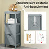 SoBuy FRG127-SG Meuble Salle de Bain Commode – Petit Meuble Rangement avec 2 Paniers – Colonne Compacte pour Toilette en Bois, Armoire de Salle de Bain Moderne, Gris, 30x89x30 cm