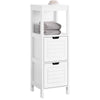 SoBuy FRG127-W Meuble Salle de Bain Commode – Petit Meuble Rangement avec 2 Paniers – Colonne Compacte pour Toilette en Bois, Armoire de Salle de Bain Moderne, Blanc, 30x89x30 cm