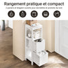 SoBuy FRG127-W Meuble Salle de Bain Commode – Petit Meuble Rangement avec 2 Paniers – Colonne Compacte pour Toilette en Bois, Armoire de Salle de Bain Moderne, Blanc, 30x89x30 cm