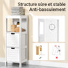 SoBuy FRG127-W Meuble Salle de Bain Commode – Petit Meuble Rangement avec 2 Paniers – Colonne Compacte pour Toilette en Bois, Armoire de Salle de Bain Moderne, Blanc, 30x89x30 cm