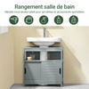 SoBuy FRG128-II-SG Meuble sous Lavabo Salle de Bain avec Portes Coulissantes - Meuble Salle de Bain et Meuble sous Vasque Compact Anti-Humidité - Rangement pour WC, Bois, 60x30x60cm, Gris