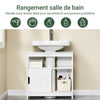 SoBuy FRG128-II-W Meuble de Salle de Bain sous Vasque avec 2 Portes Coulissantes Silencieuses, Meuble sous Lavabo, Rangement Optimisé pour Petite Surface, Anti-Humidité, Bois, Blanc, L60xP30xH60cm