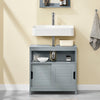 SoBuy FRG128-SG Meuble sous Lavabo Salle de Bain avec Portes Coulissantes - Meuble Salle de Bain et Meuble sous Vasque Compact Anti-Humidité - Rangement pour WC, Bois, 60x30x60cm, Gris