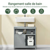 SoBuy FRG128-SG Meuble sous Lavabo Salle de Bain avec Portes Coulissantes - Meuble Salle de Bain et Meuble sous Vasque Compact Anti-Humidité - Rangement pour WC, Bois, 60x30x60cm, Gris