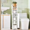 SoBuy FRG177-W Support Papier Toilette Armoire Toilettes Porte Brosse WC Meuble de Salle de Bain sur Pied en Bois – Blanc