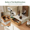 SoBuy FRG179-WN Boîte à thé en bois compartimentée – Tiroir de rangement capsules ou sachets de thé – Organisateur compact avec pieds antidérapants pour cuisine ou bureau 31×30×10cm