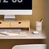 SoBuy FRG198-N Support d'écran d'ordinateur de Support de Moniteur de bambou avec 2 Tiroirs
