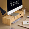 SoBuy FRG198-N Support d'écran d'ordinateur de Support de Moniteur de bambou avec 2 Tiroirs
