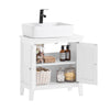 SoBuy FRG202-W Meuble sous lavabo Salle de Bain Meuble de Salle de Bain avec 2 Portes, Grand Espace de Rangement & découpe Siphon sous Vasque MDF, Blanc 60x62x30cm