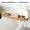 SoBuyFRG212-N Plateau de Baignoire en Bambou 80 cm – Pont de Baignoire en Bois – Extra Long & Vernis pour Grandes Baignoires, Support Verre de Vin & Emplacement Bougie