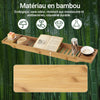 SoBuyFRG212-N Plateau de Baignoire en Bambou 80 cm – Pont de Baignoire en Bois – Extra Long & Vernis pour Grandes Baignoires, Support Verre de Vin & Emplacement Bougie
