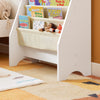 SoBuy FRG225-W Bibliothèque Enfant Rangement Jouet Enfant avec 4 Poches Tissu Étagère Chambre pour Jouet et Livre Bibliothèque Meuble de Rangement Blanc 62x30x71cm