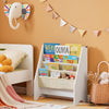 SoBuy FRG225-W Bibliothèque Enfant Rangement Jouet Enfant avec 4 Poches Tissu Étagère Chambre pour Jouet et Livre Bibliothèque Meuble de Rangement Blanc 62x30x71cm