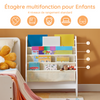 SoBuy FRG225-W Bibliothèque Enfant Rangement Jouet Enfant avec 4 Poches Tissu Étagère Chambre pour Jouet et Livre Bibliothèque Meuble de Rangement Blanc 62x30x71cm