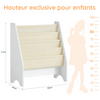 SoBuy FRG225-W Bibliothèque Enfant Rangement Jouet Enfant avec 4 Poches Tissu Étagère Chambre pour Jouet et Livre Bibliothèque Meuble de Rangement Blanc 62x30x71cm