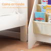 SoBuy FRG225-W Bibliothèque Enfant Rangement Jouet Enfant avec 4 Poches Tissu Étagère Chambre pour Jouet et Livre Bibliothèque Meuble de Rangement Blanc 62x30x71cm